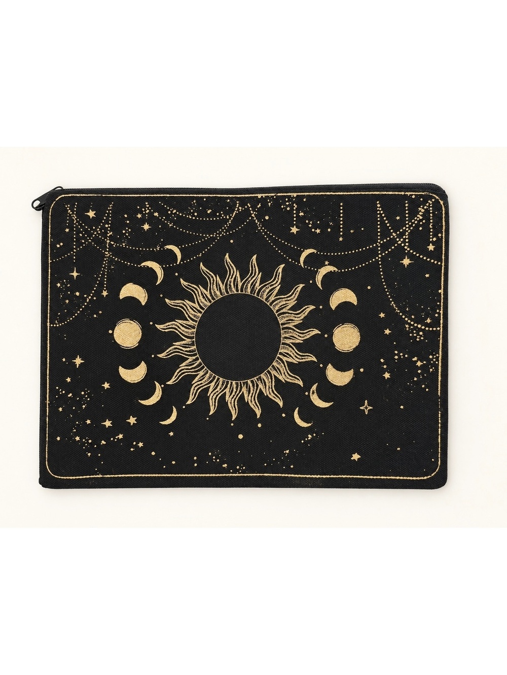 Black & Gold Celestial Zipper Pouch — New